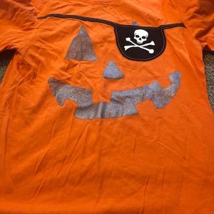 Gymboree Kids Halloween Shirt. Pumpkin with pirate patch face.  Orange/ black